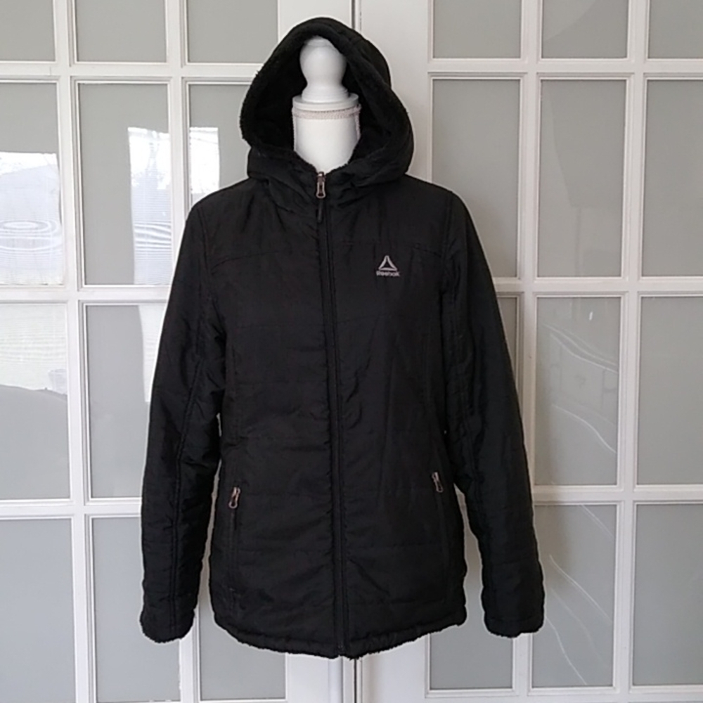 Reebok Faux Fur Reversible Black Jacket - Picture 3 of 16